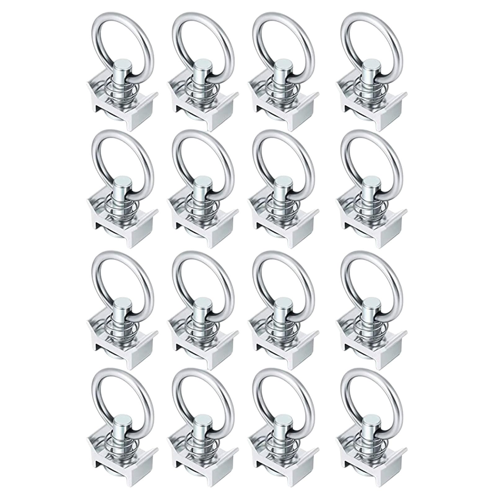Lot de 16 raccords simples en L avec anneaux ronds en acier inoxydable pour commandes de chargement de remorque, raccords d'arrimage simples en L
