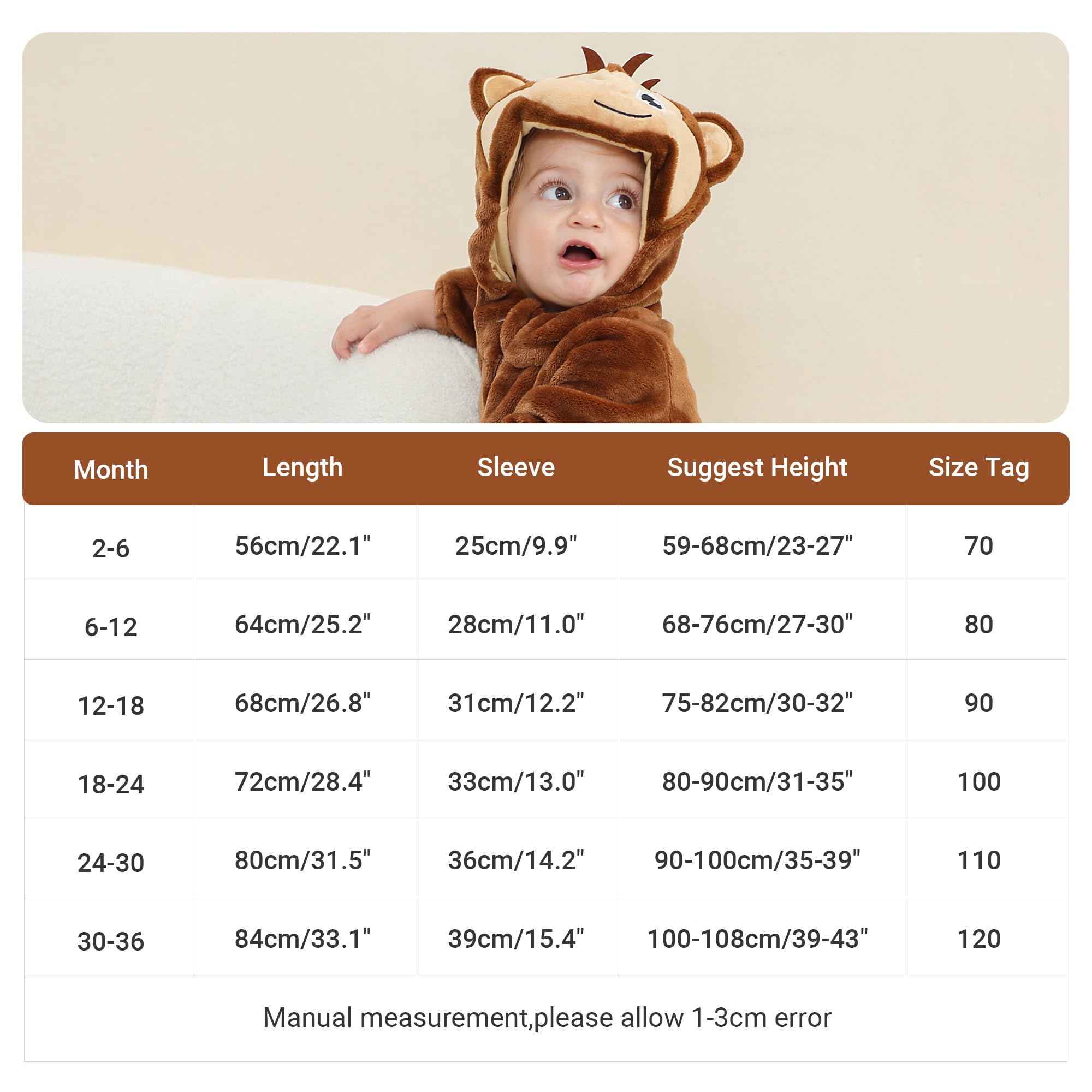 HAHASHOW Neonato Ragazze Pagliaccetto con Cappuccio Bambino Inverno Animale Pigiama Ragazzi Flanella Jumpsuit 2-36 Mesi