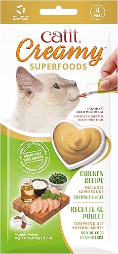 Catit Pâte à lécher Creamy Superfood pour Chats avec Viande de Poulet et superal