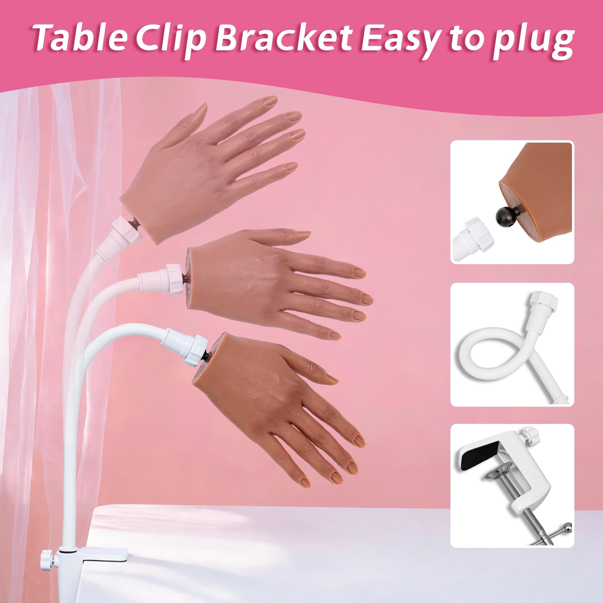 Realistic Silicone Practice Hand for Acrylic and Gel Nail Training Kit