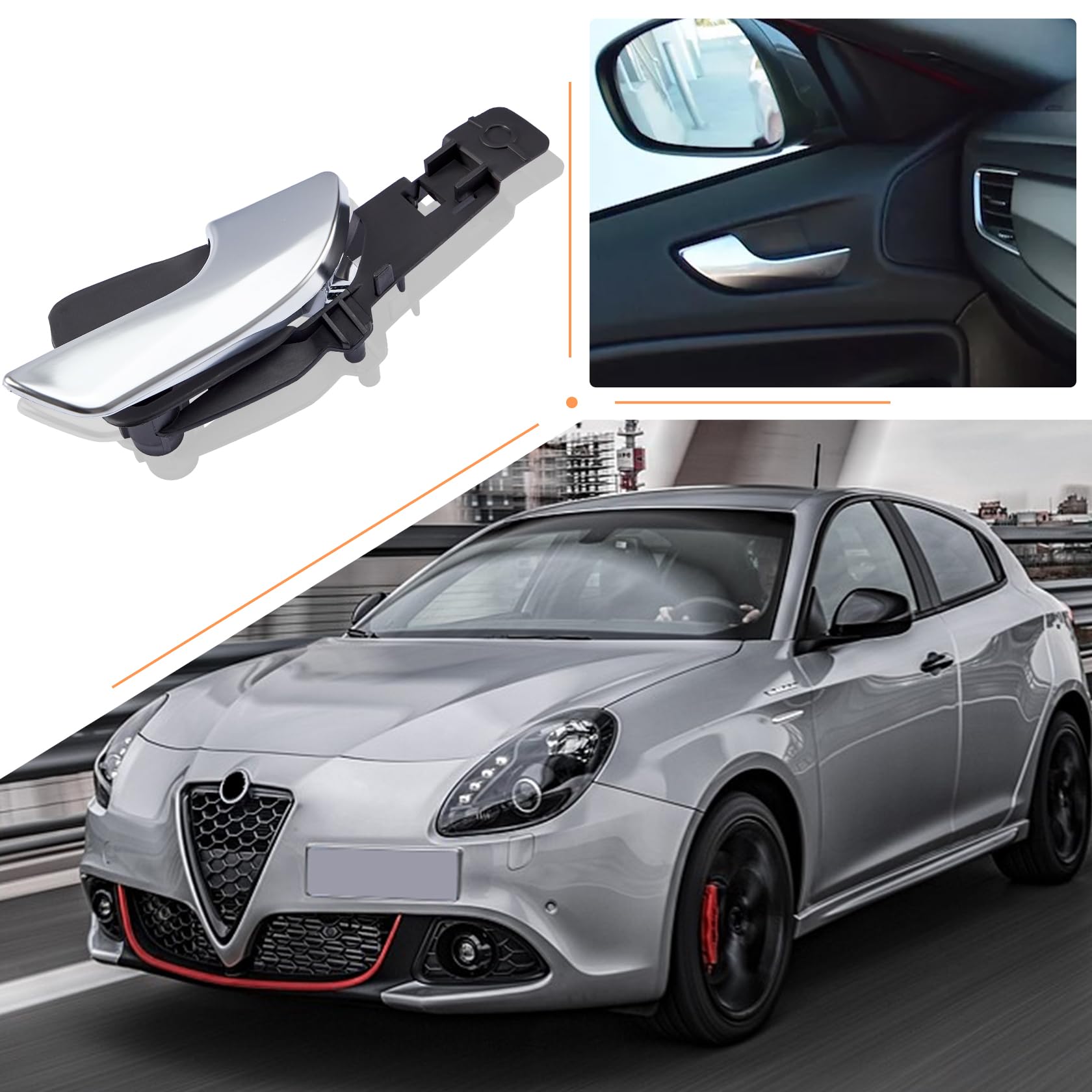 CarBole 156092165 przedni prawy przedni uchwyt drzwi wewnętrzny kompatybilny z Alfa Romeo Giulietta 2010-2022