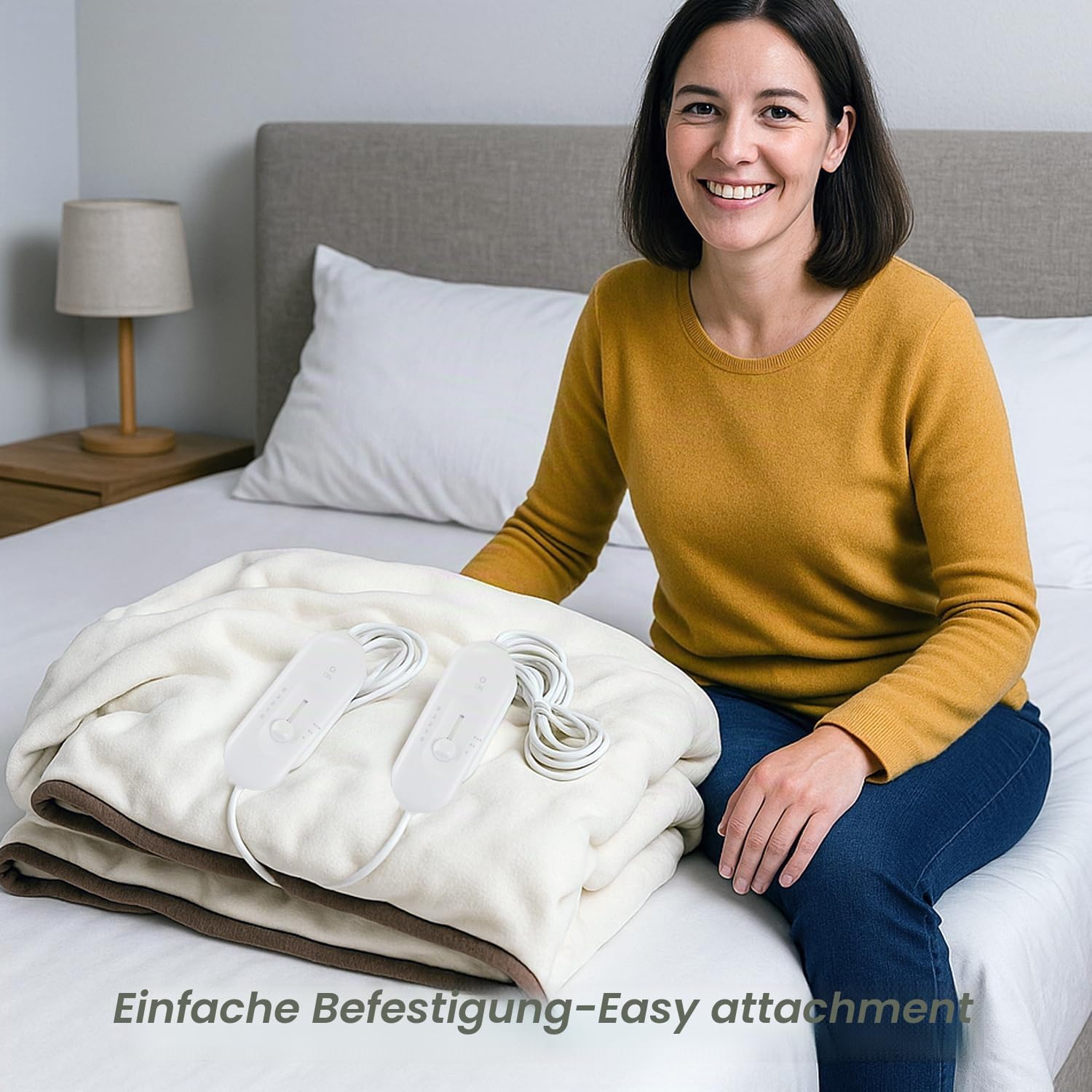 BEPER P203TFO111 Doppelbett-Heizdecke, 2 Zonen mit unabhängiger Steuerung, 3 Temperaturstufen, waschbar, automatische Abschaltung, 160 x 140 cm