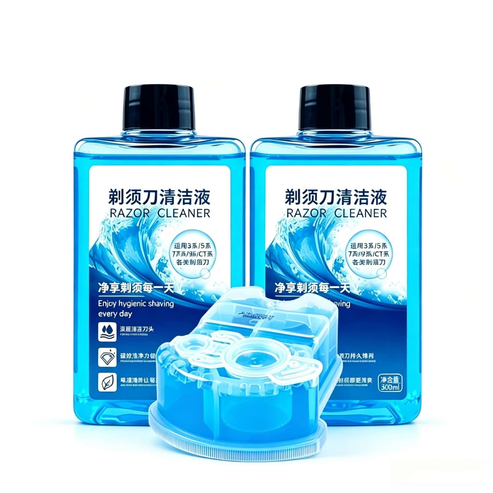 Kompatibel mit Braun 3/5/7/9/CT Reinigungssystemen, Rasierer Reinigungslösung Nachfüllset, 300ml X2 & 170ml X1 for CCR2/CCR4, Tiefenreinigung & Schmierung der Klingen