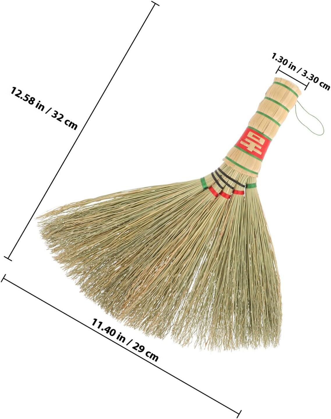 Luxshiny Hand Woven Small Bed Broom Set with Soft Sorghum Bristles, Manual Household Dust Brush for Home Cleaning and Desktop Dusting, Traditional Red Handle Broom for Bedroom and Kitchen
