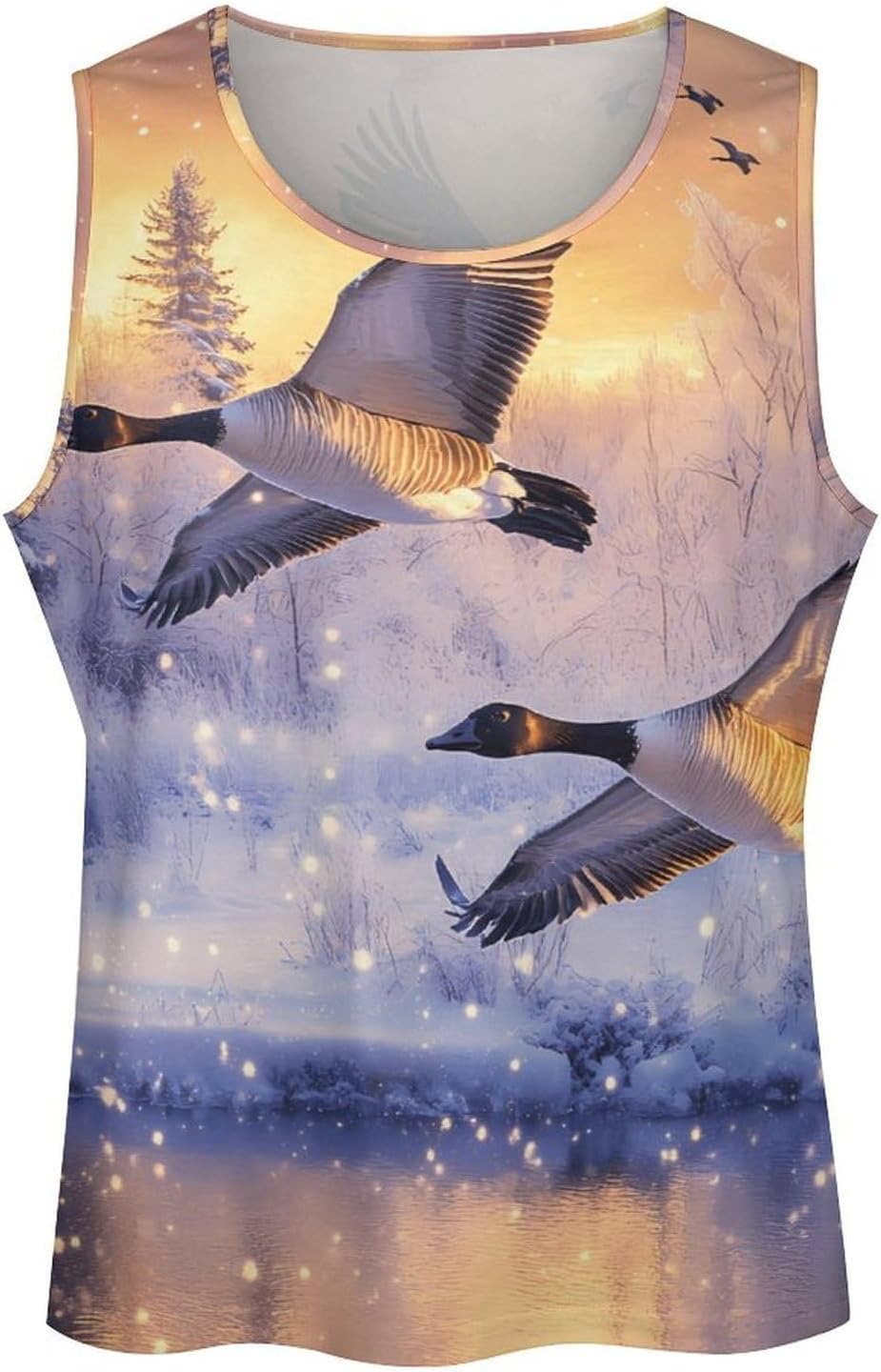 Canadian Flight Bird Geese Men's Tank Tops Sleeveless Muscle Shirts for Men Lightweight Vest Crew Neck T-Shirts