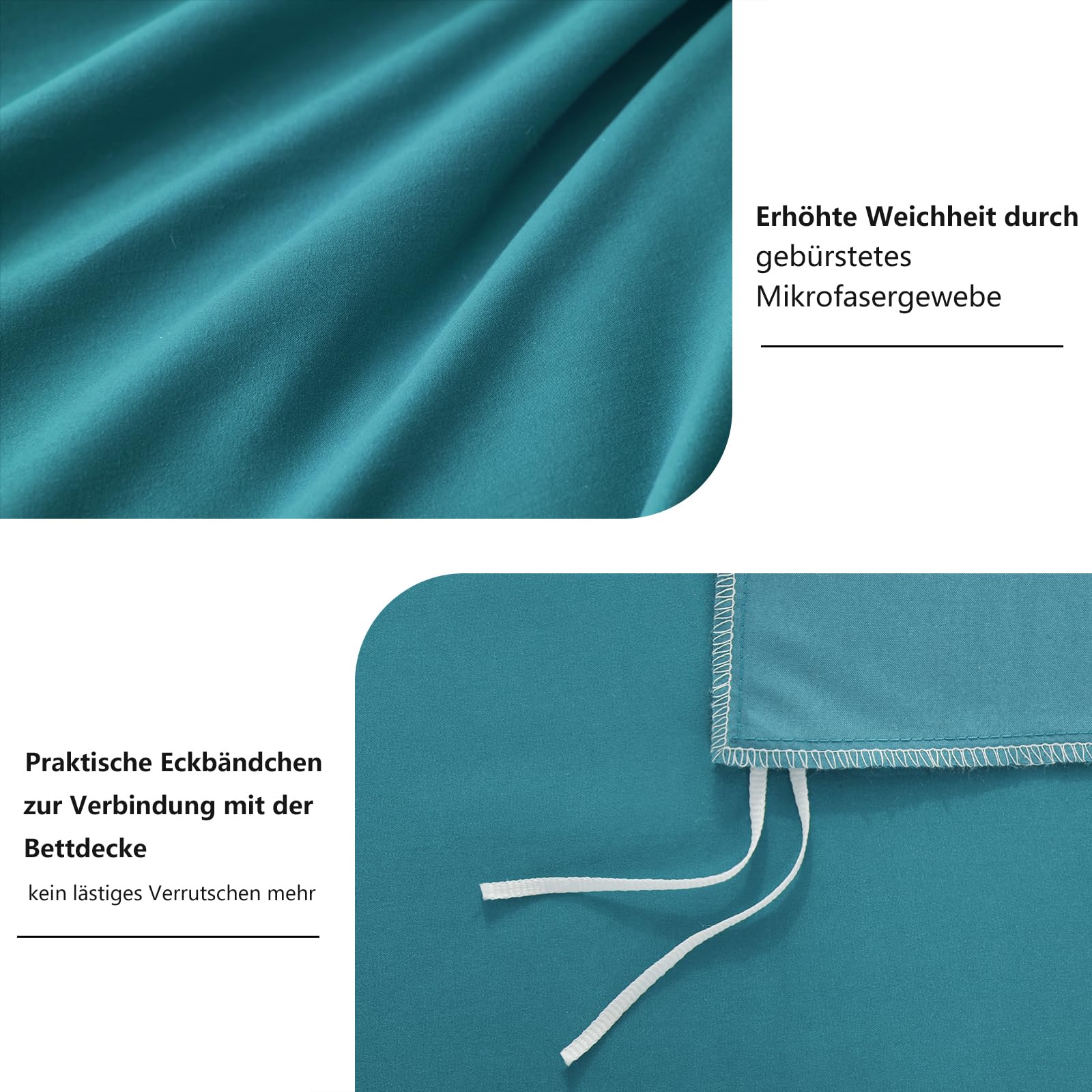 RUIKASI Biancheria da letto 220 x 240 cm, colore verde blu-verde, 100% microfibra, set di biancheria da letto – 1 copripiumino 220 x 240 cm + 2 federe 80 x 80 – 10 anni di garanzia
