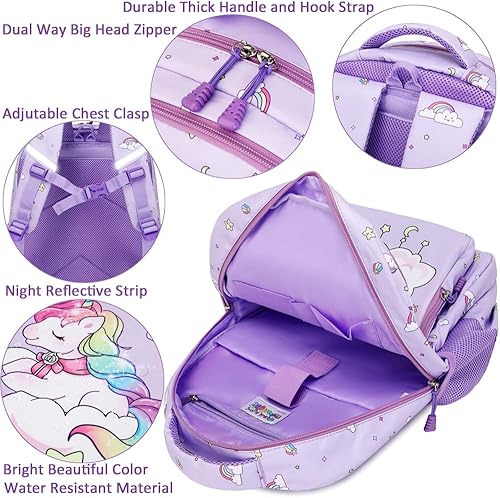 Miniatura 5 de Juego de mochila para niñas y adolescentes, mochila escolar para niños con bolsa para el almuerzo, estuche para lápices, mochilas escolares con