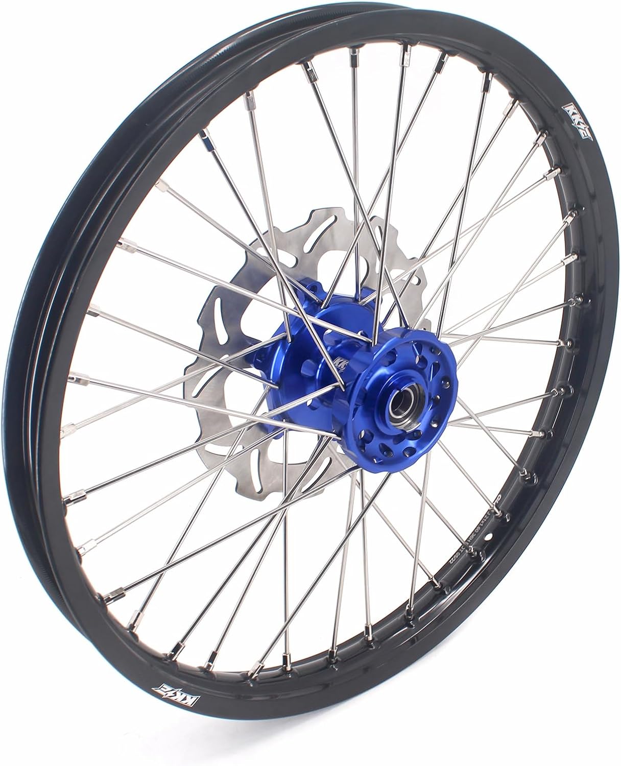 KKE 1.6 * 21 & 2.15 * 18 Enduro Motorcycle Wheels Rims Compatible with SUZUKI DRZ400S 2000-2025, DRZ400E 2000-07, DRZ400 2000-04 with 250MM Front Disc, 220MM Rear Disc,Blue Sproket, Blue Hub