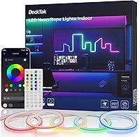 Vista 1 de DeckTok Luces de Cuerda LED de Neón - Control LED Flexible con App/Control Remoto Luces de Cuerda 16.4 Pies Múltiples Modos RGB IP65 Impermeable