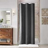 Vista 155 de Naturoom cortina de ducha de 36 pulgadas - cortina de ducha estrecha para espacio pequeño, de medio tamaño, de lino verde ultra gruesa, juego