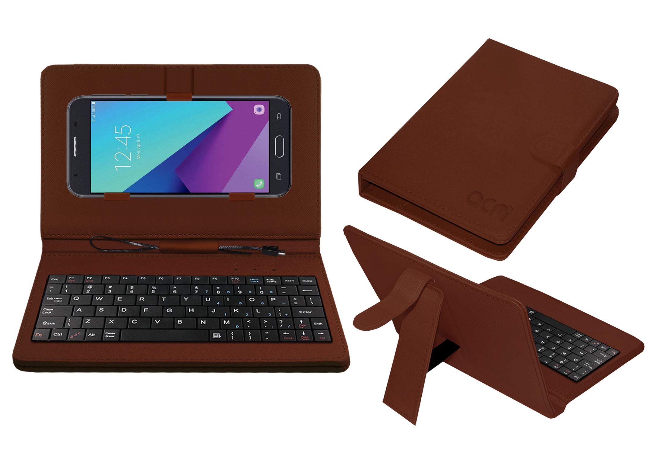 ACM Keyboard Case Compatible with Omnical Omc S2 Mobile Flip Cover Stand Direct Plug & Play Device for Study & Gaming Brown