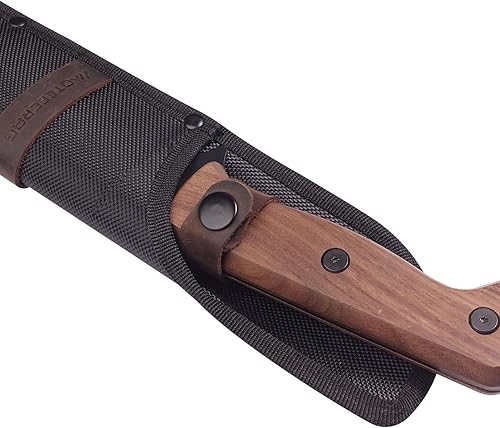 Miniatura 9 de MOTEECRAG Machete Tactical - Cuchillos tácticos de hoja fija de acero inoxidable con mango de nogal de madera dura con funda para cortar, dividir y