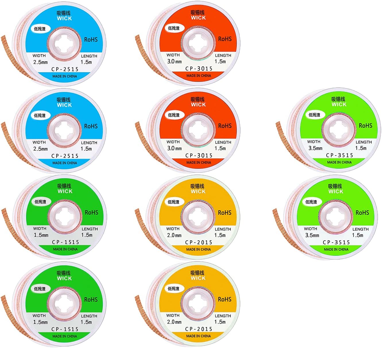 DaFuRui solder wick，8 Pack No-Clean solder wick braid solder remover sucker tool for Desoldering Wicks(1.5mm Width, 1.5m Length) - - 