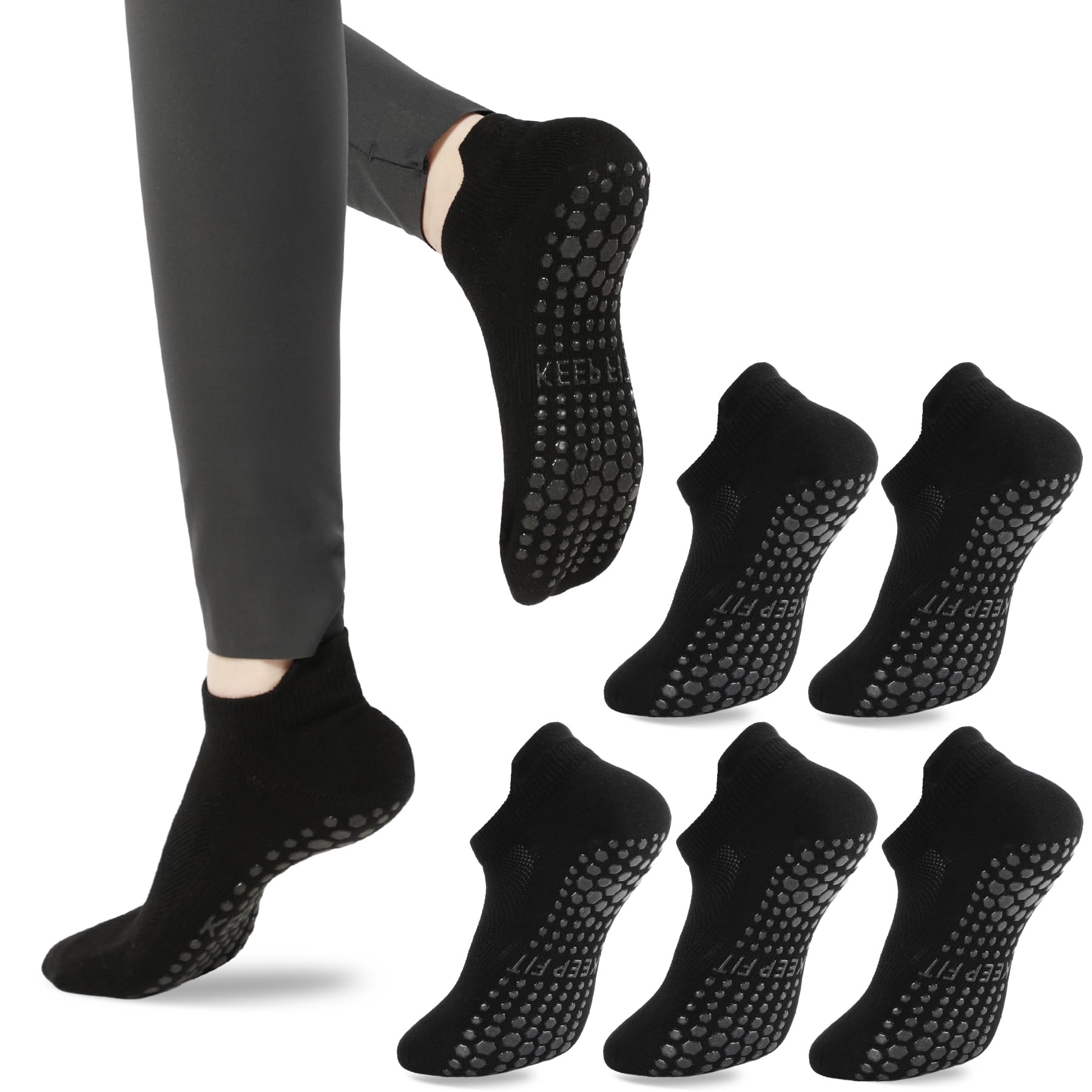 loudashuaiqi Grip Pilates Socks Non Slip Athletic Yoga Socks with Grips for Women Grippy socks for Hospital Workout Barre