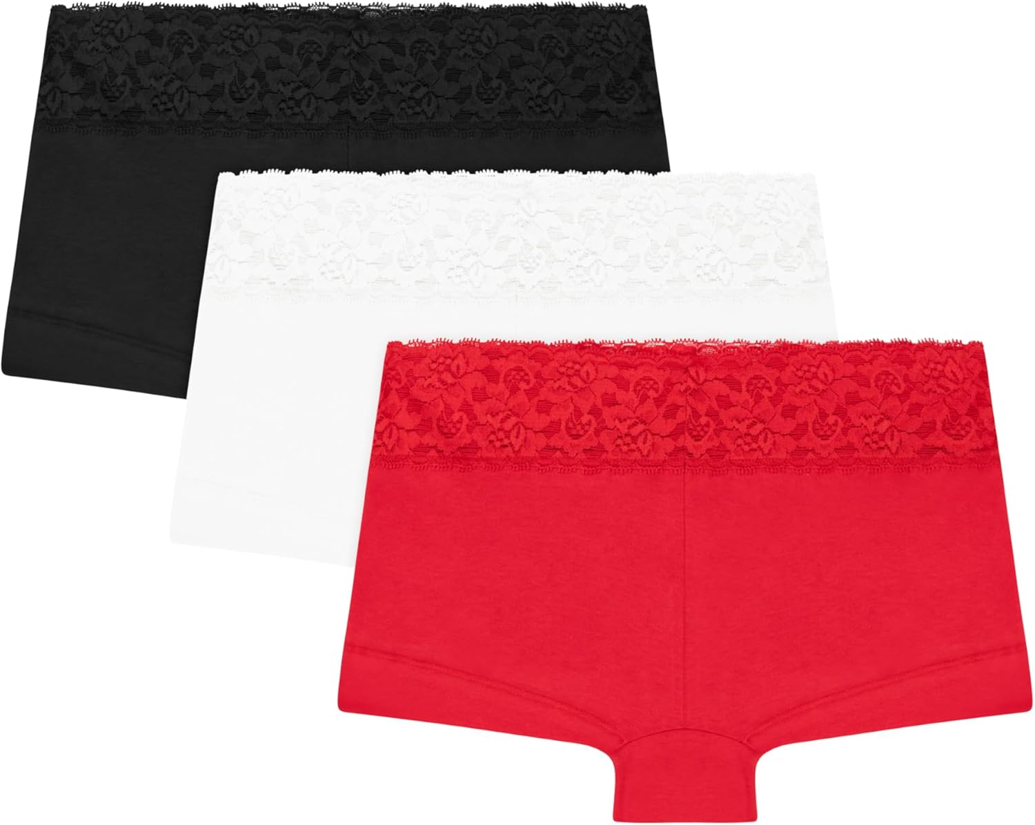 Maidenform Women's Underwear Boy Shorts Pack, 3-Pack, Stretch Cotton Underwear Women Pack, Comfy Boy short Panties for Women