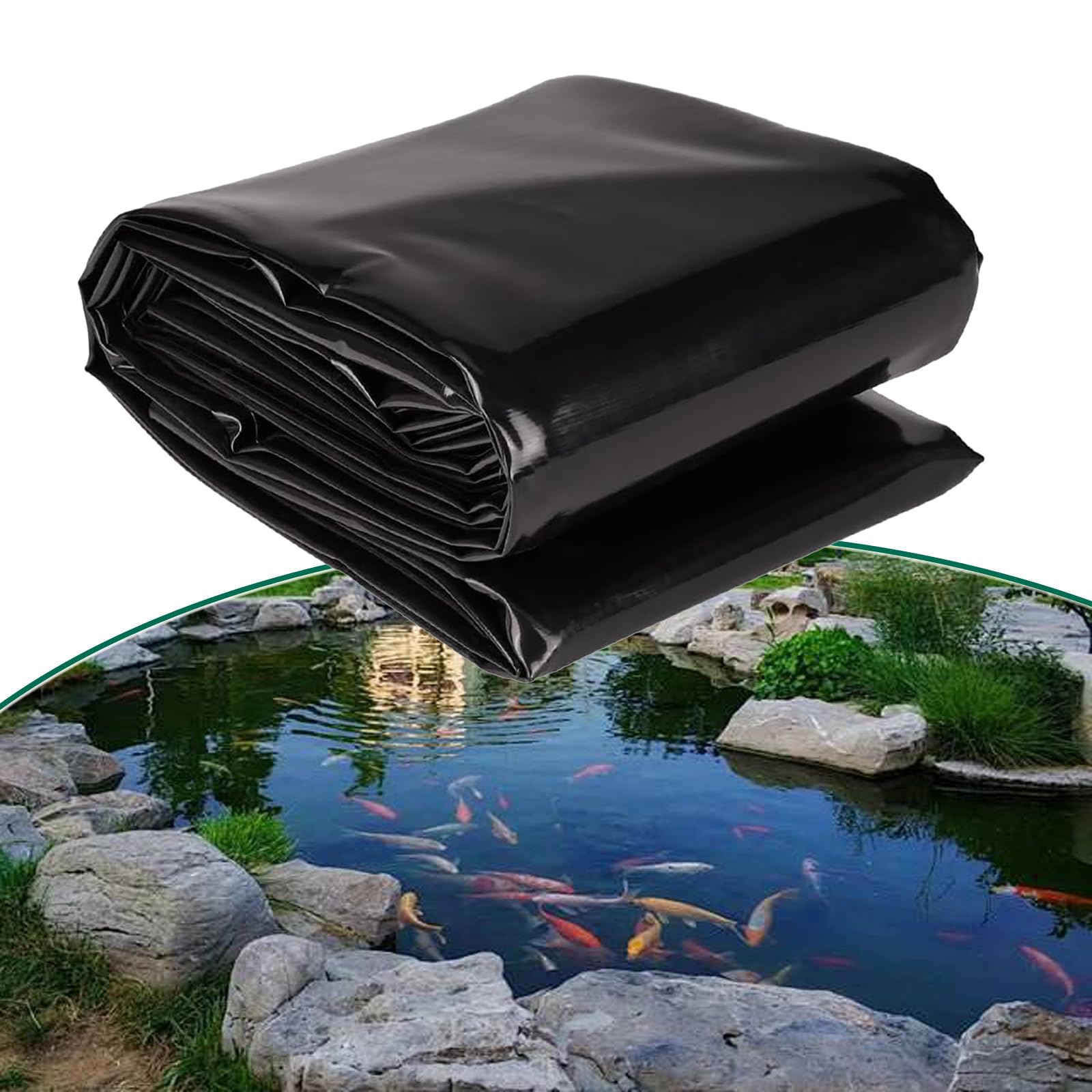 Schwarze Teichfolie, 4 x 6 m, 5 x 8 m, 6 x 10 m, UV-beständig und leicht zu schneiden, ideal für Außenteiche, Wasserfälle, Fische, Koiteiche und Wassergärten, Schwarz