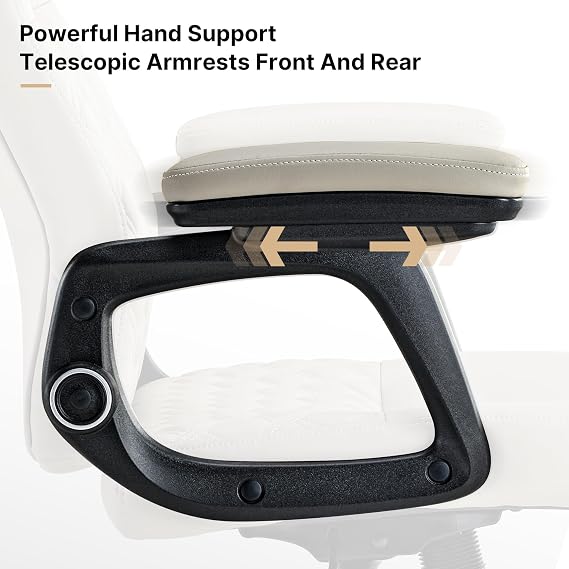 EUREKA ERGONOMIC Executive Office Chair, Ergonomic PU Leather Desk Chair with Adjustable Lumbar Support, Headrest & Armrests, High Back Computer Chair for Home Office, Beige