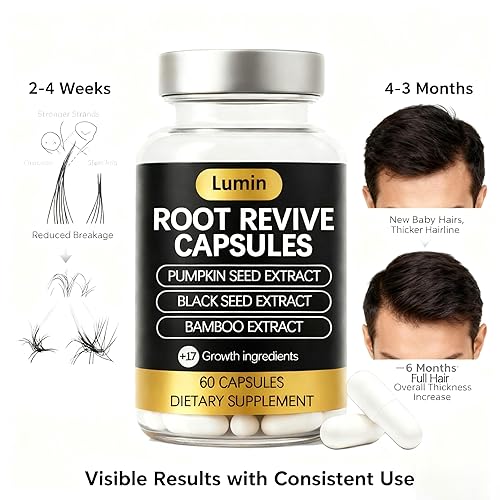 Miniatura 3 de Cápsulas Lumin Root Revive  Suplemento de apoyo capilar para cabello fino, cuero cabelludo saludable y grosor  Con biotina, semilla negra, bambú,