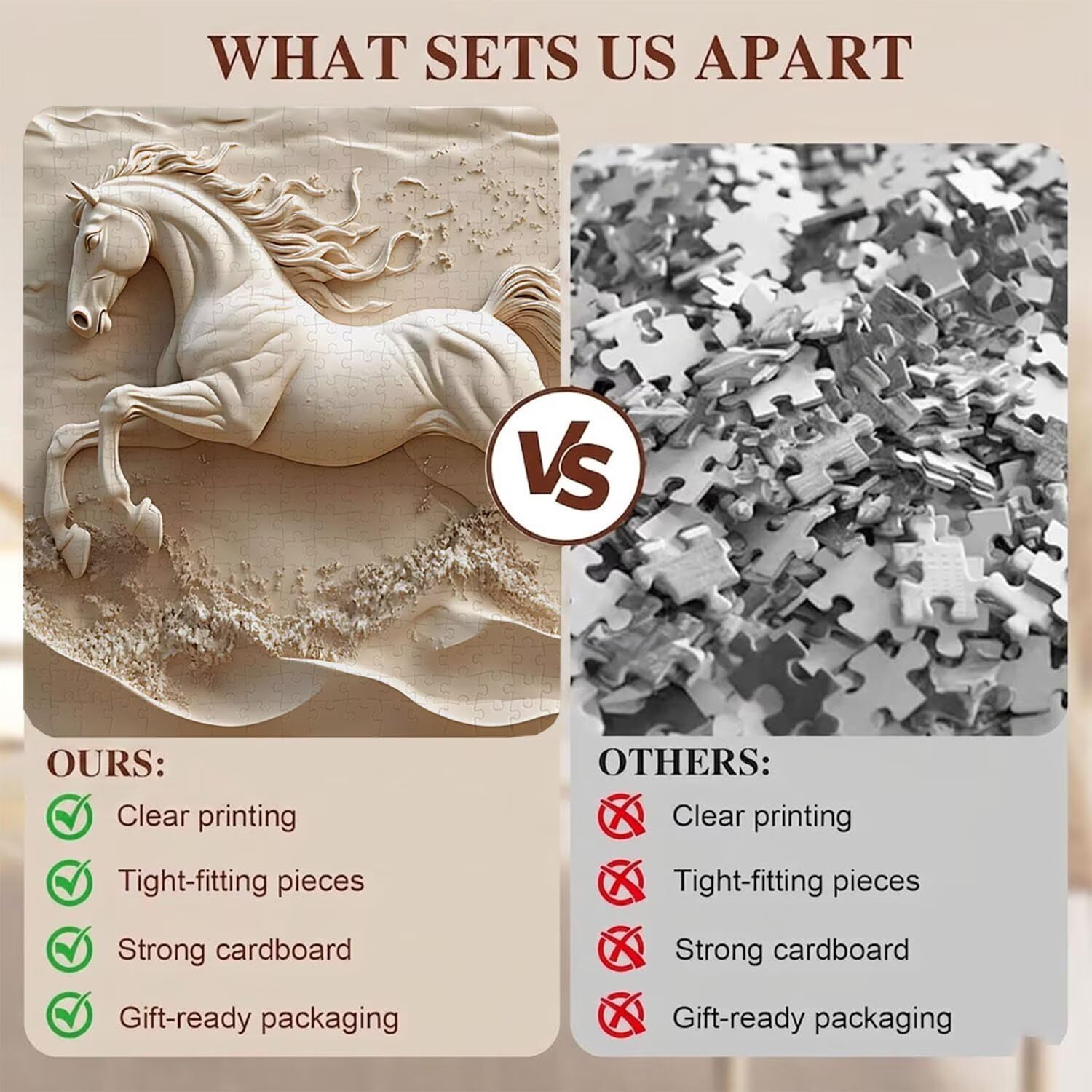 Puzzle 6000 Pezzi Classici, Puzzle cavallo statua 179 x 105 cm, Gioco Educativo e Antistress in Legno con Poster Incluso, Ttività DIY per Famiglia, Regalo per Appassionati, Decor Parete Casa, f0-652