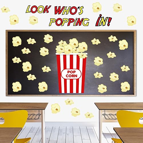 TaoBary 73 tablones de anuncios de crayón de palomitas de maíz, decoración de 20 x 27 pulgadas, cubo de palomitas de maíz, tablón de anuncios,