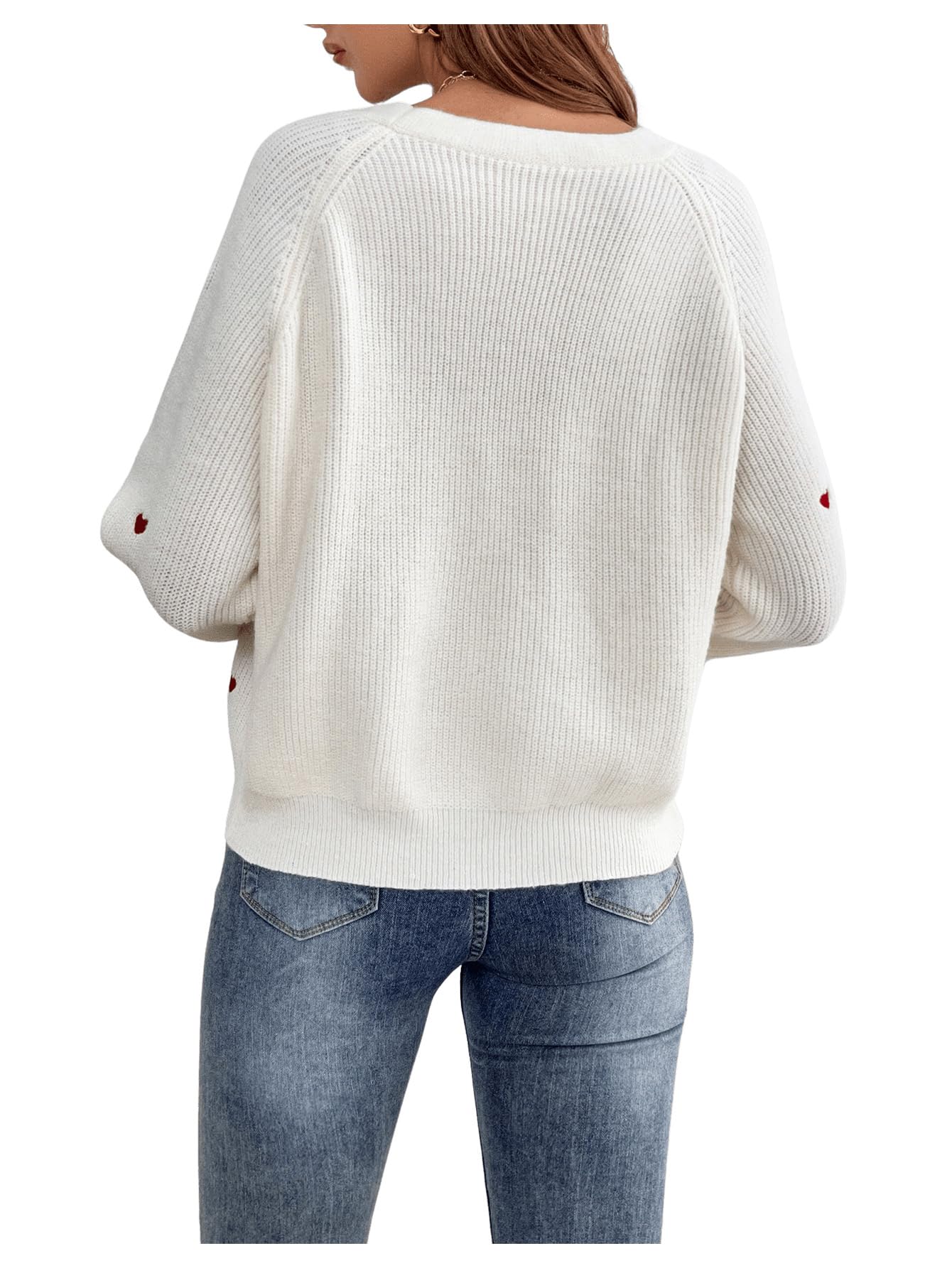 GORGLITTER Cárdigan de punto para mujer, abrigo de punto informal, suéter para exteriores, chaqueta fina, suéter con bordado de corazón