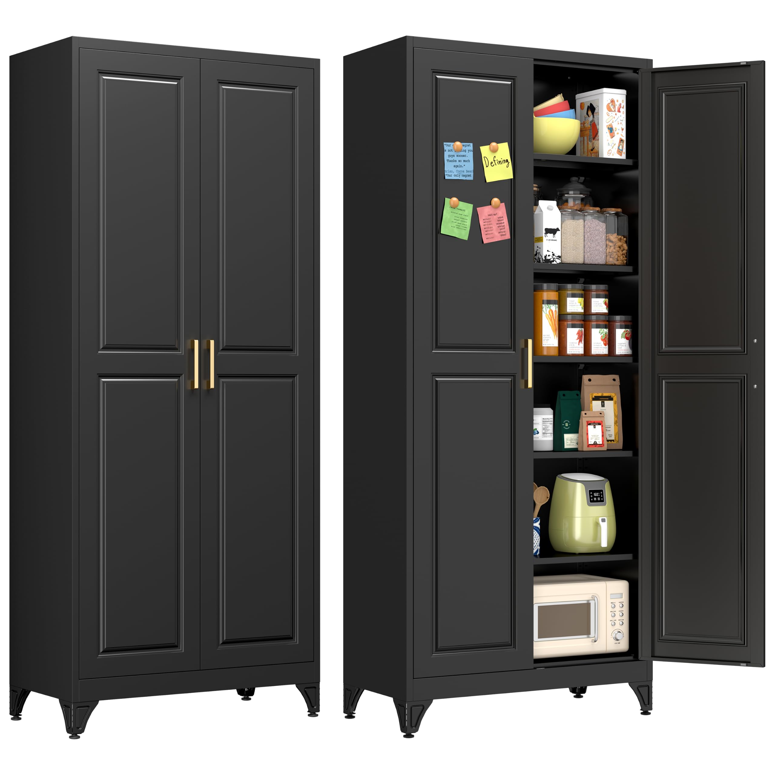 Polup 75" Pantry Cabinet, Tall Metal Storage Cabinet with Doors and Shelves