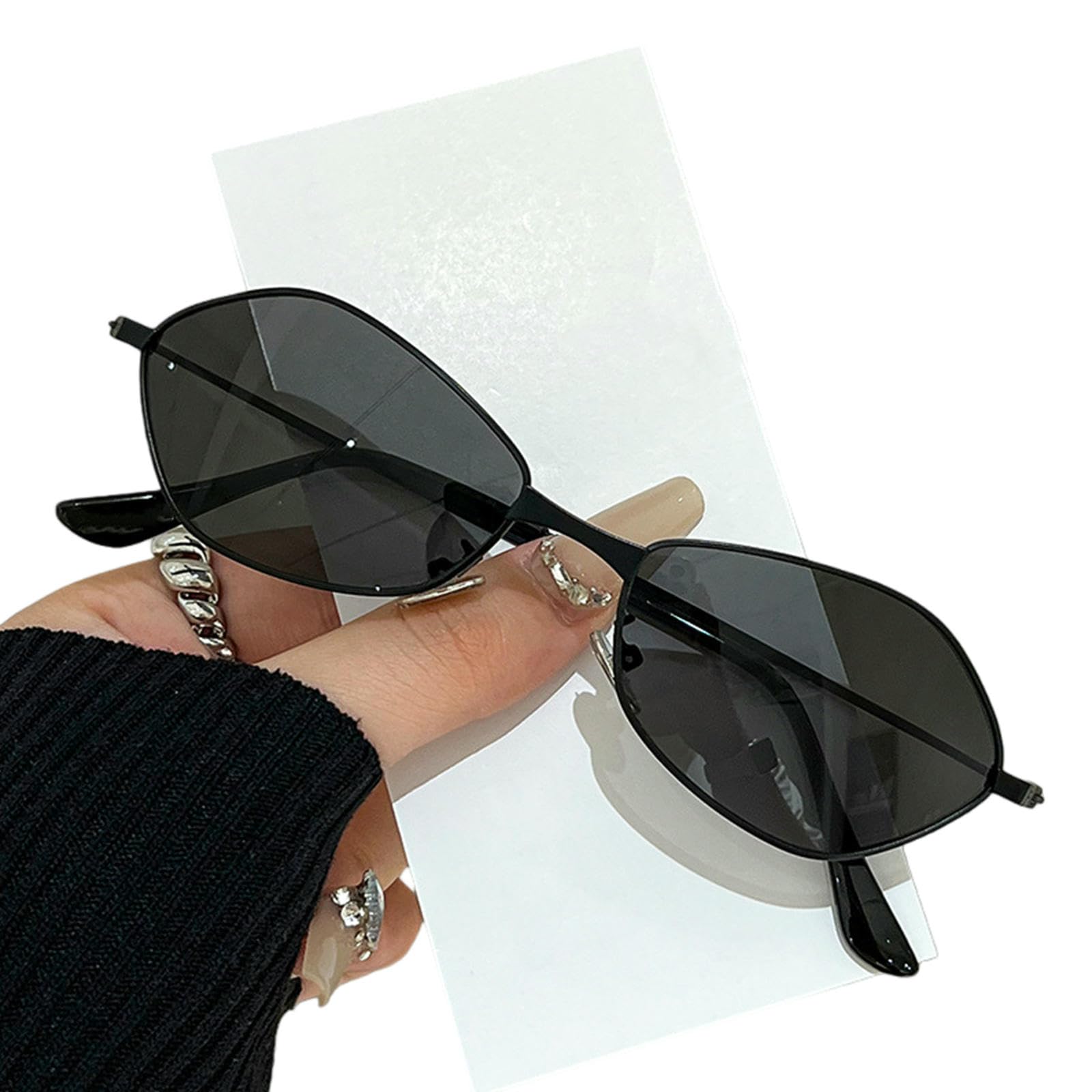 Gyios Women's Black Frame/Gray Lens Sunglasses For Men Vintage Narrow