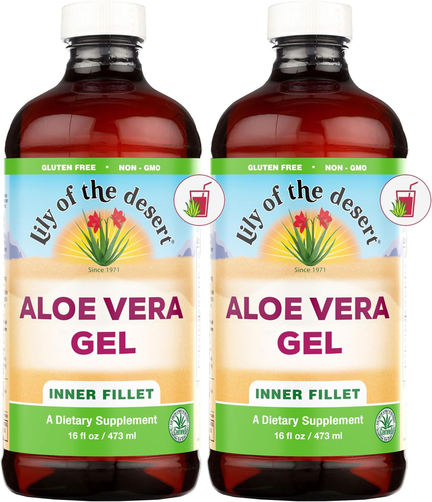 Aloe Vera Juice, Inner Fillet 2-Pack – Organically Grown, Non-GMO, 16 Fl Oz