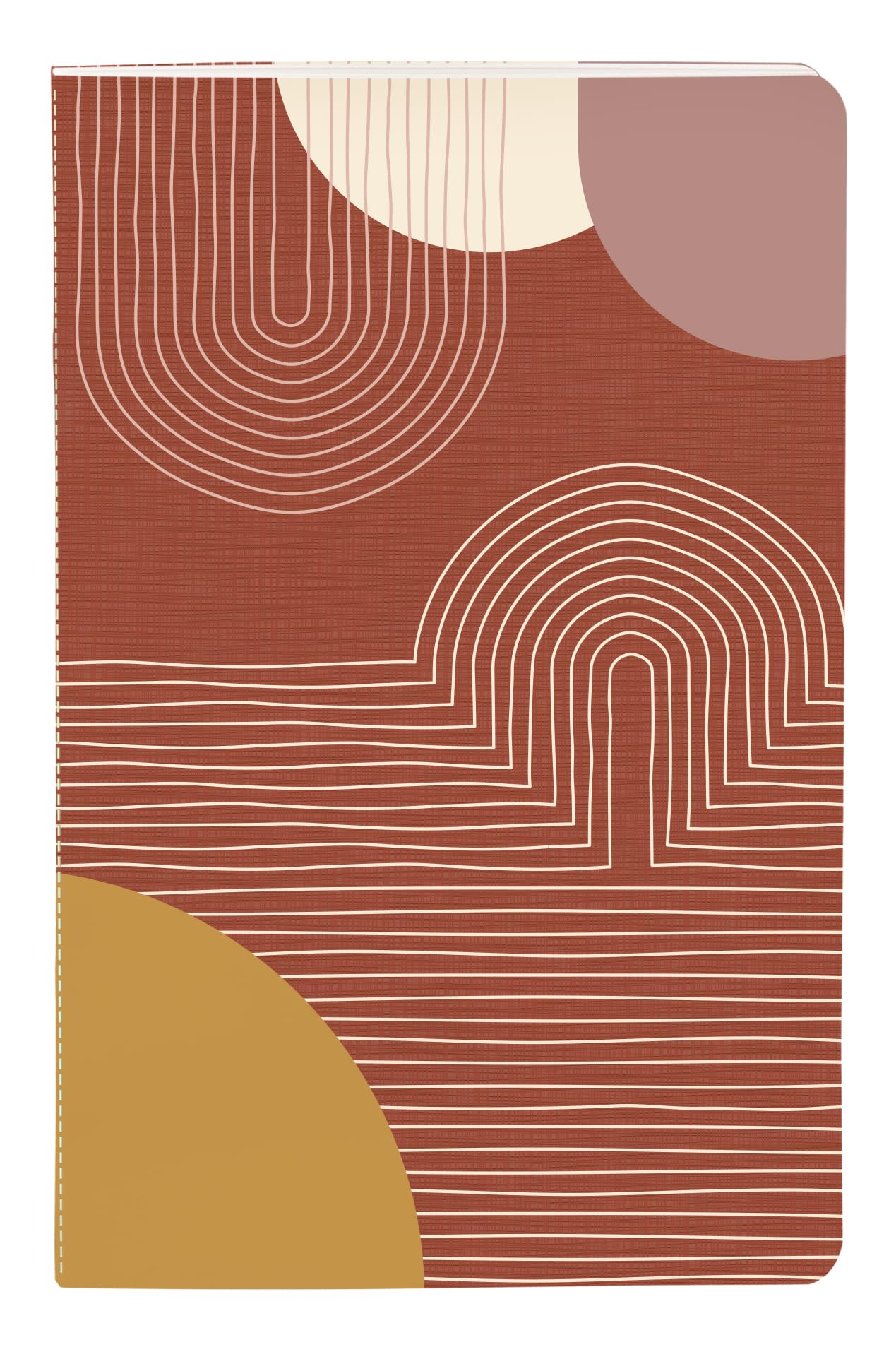 Clairefontaine 116061C - Thread-Stitched Notebook Warm Shades Geometric Shapes 9x14cm 64 Lined Pages 90g Ivory Paper Terracotta Collection - Random delivery