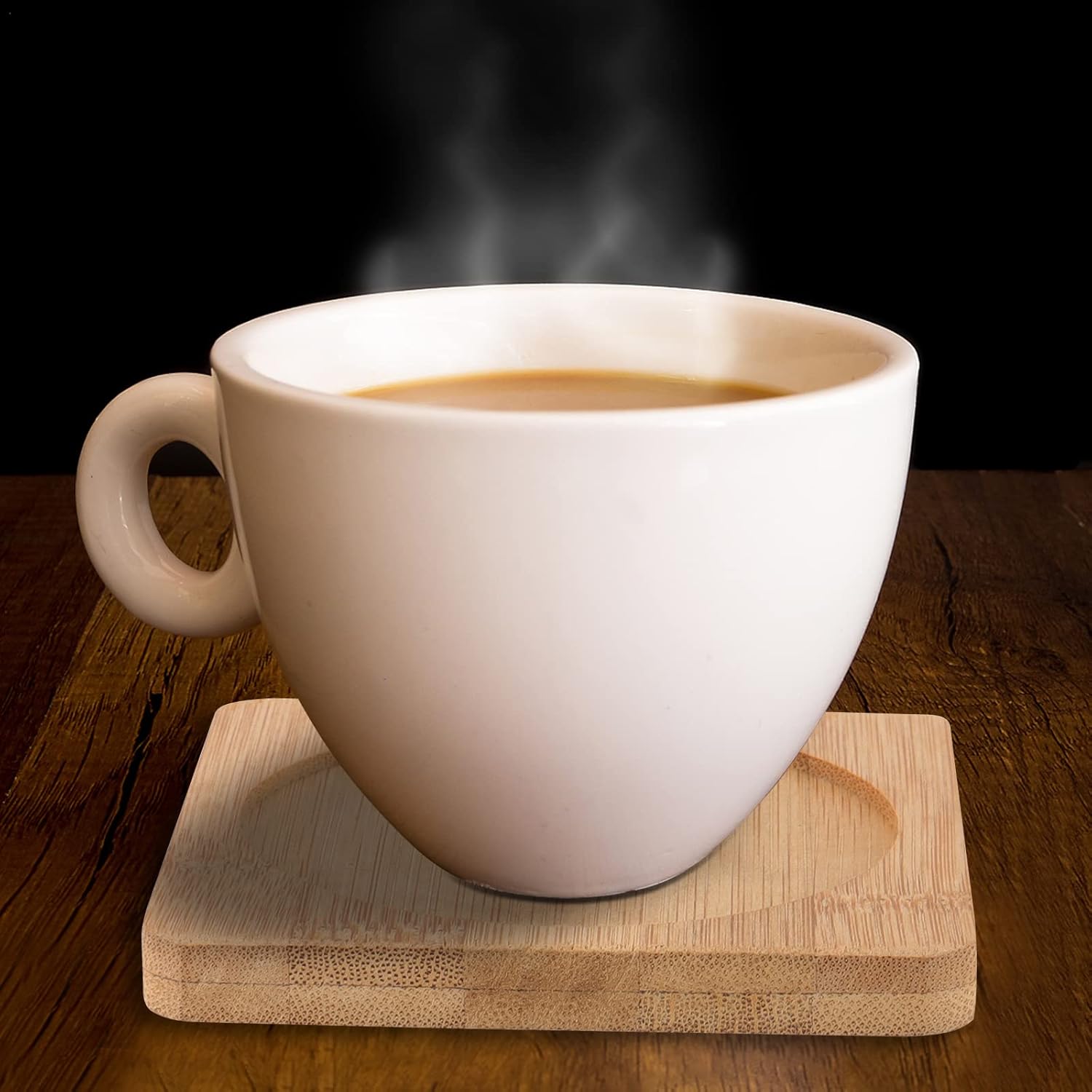 HOIGON 60 Pack 3.7 Inch Bamboo Coasters, Natural Wooden Coasters, Square Bamboo Tray Saucer Set for Drinks, Crafts, Succulents - Image 4