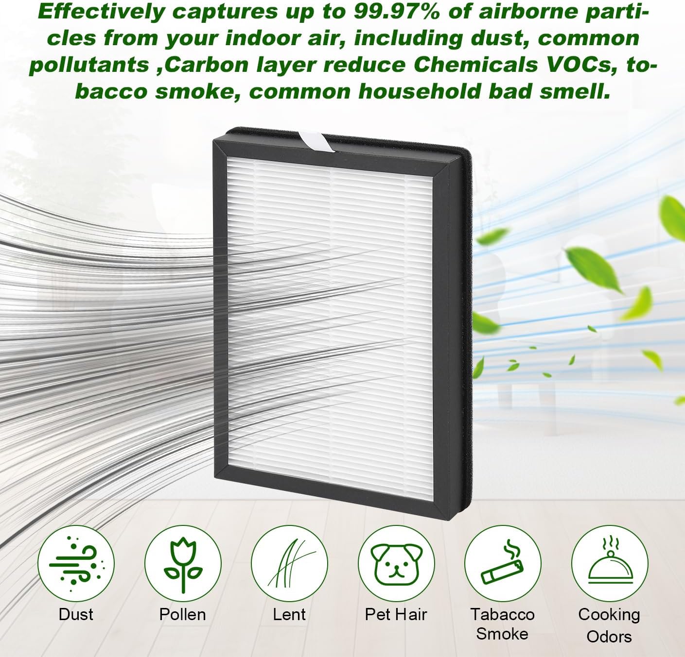 K1 HEPA Replacement Filter: Compatible with LUNINO K1 Air Purifier, Double-Sided Filters, Activated Carbon and Pre-Filter (2Pack) - Image 5