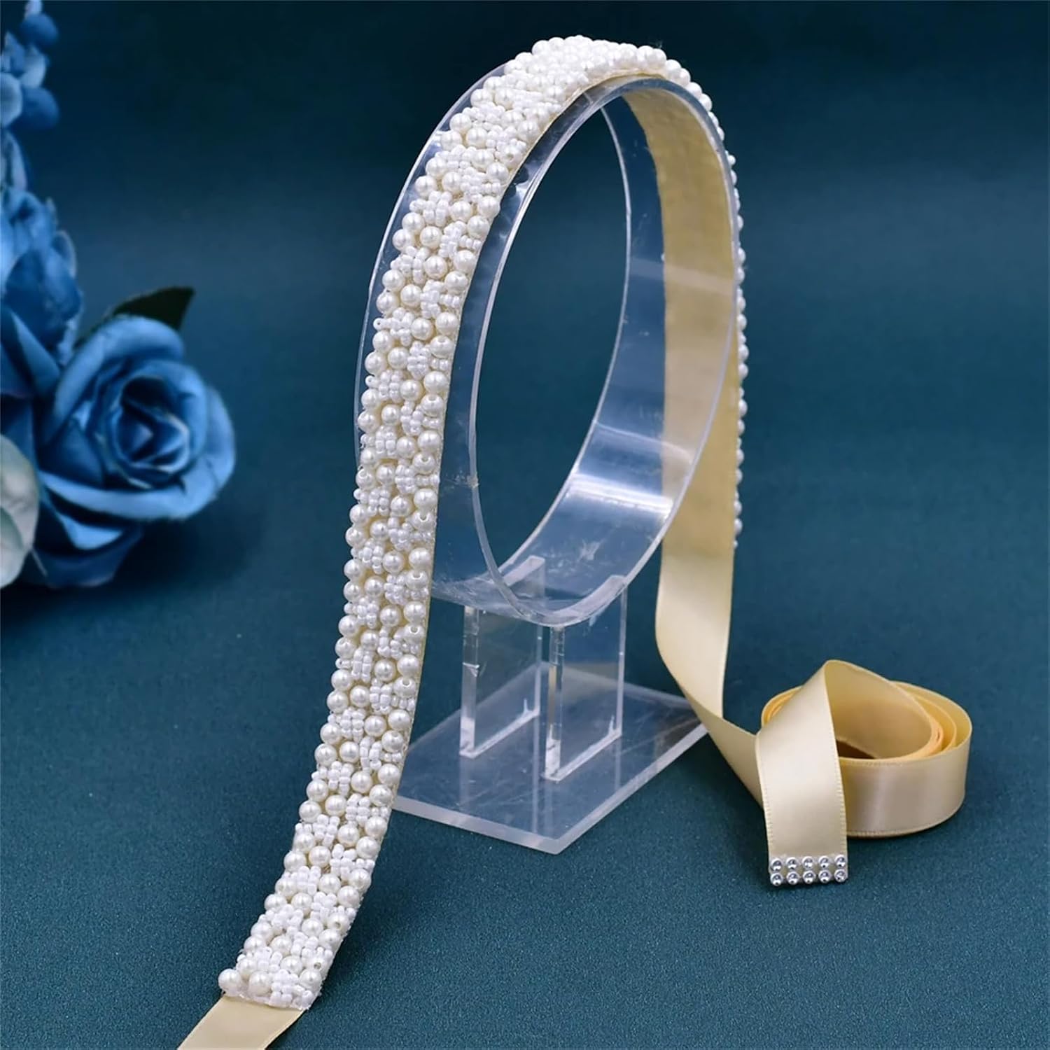 Women’S Elegant Wedding Belt With Pearl Beading A Handmade Sash For Formal Gown Prom Or Maternity Dress Accessories