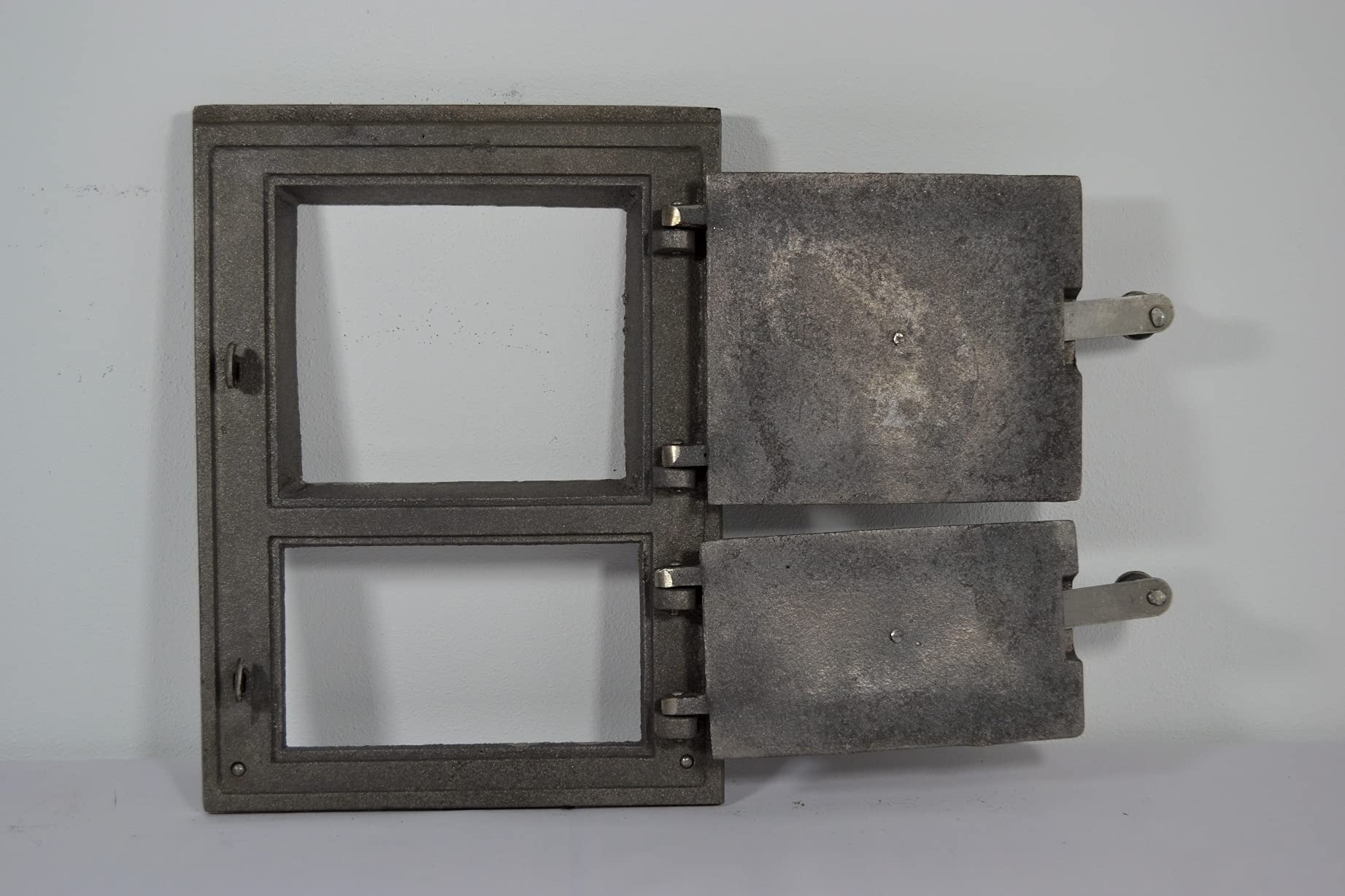 SEZAM Backofentür aus Gusseisen mit 2 Türen - mit Türriegel, Brotofentür - Steinofentür - Pizzaofentür 35 x 3 x 26 cm - rechteckig, ohne Bemalung