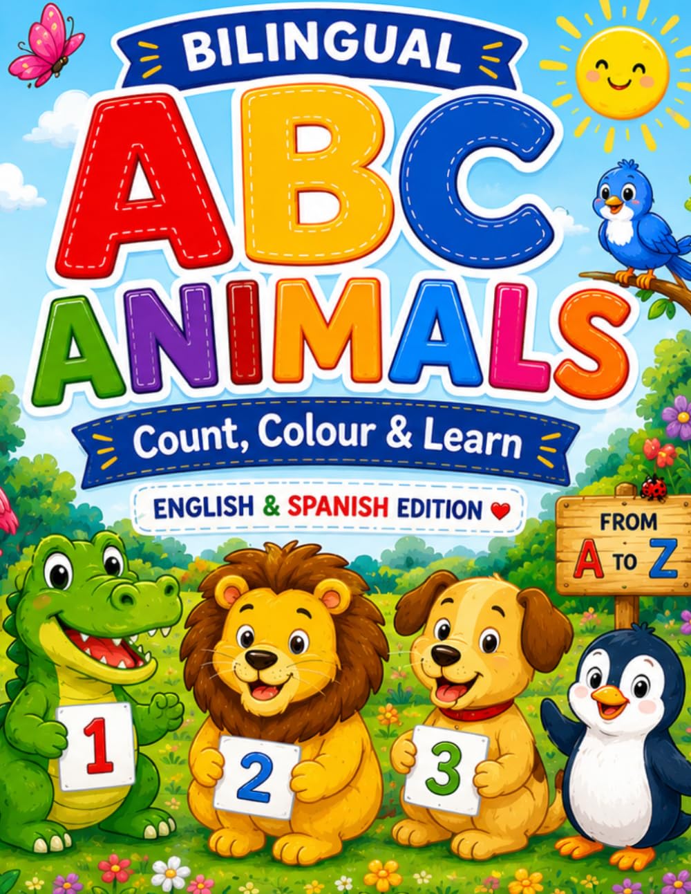 Bilingual ABC Animals: Count, Colour and Learn - English to Spanish