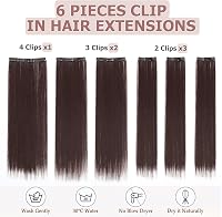 Cybelleza Csatos Hajhosszabbítás - 65 cm Egyenes Műhaj Tincsek, 6 Darabos Szett, Középbarna, Hipoallergén Hajdúsító 2