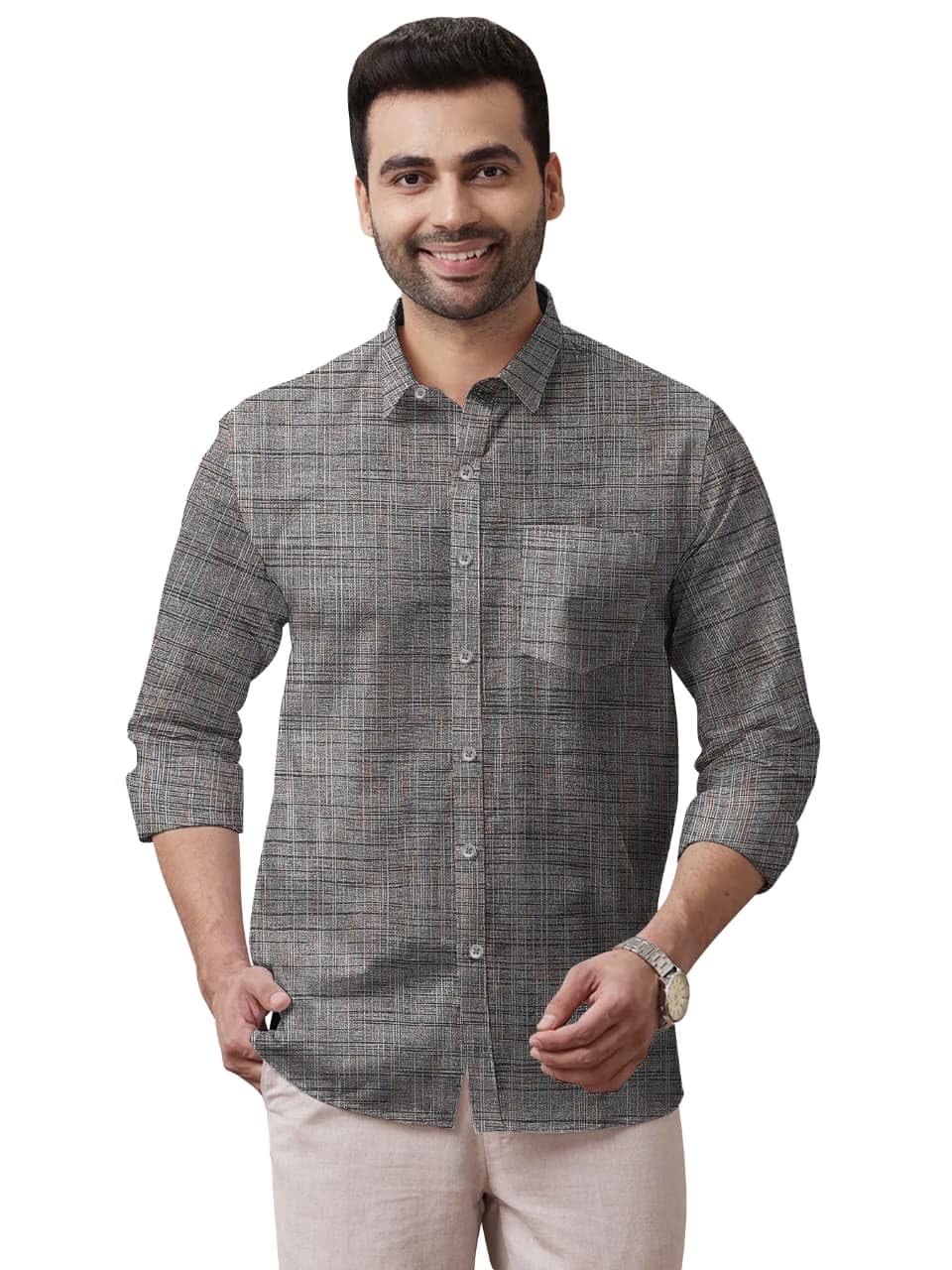 Khadi Cotton Full Sleeve Shirt for Men | Breathable Cotton Casual Shirt | Regular Fit | Lightweight Traditional Cotton Shirt for Men-picture-10