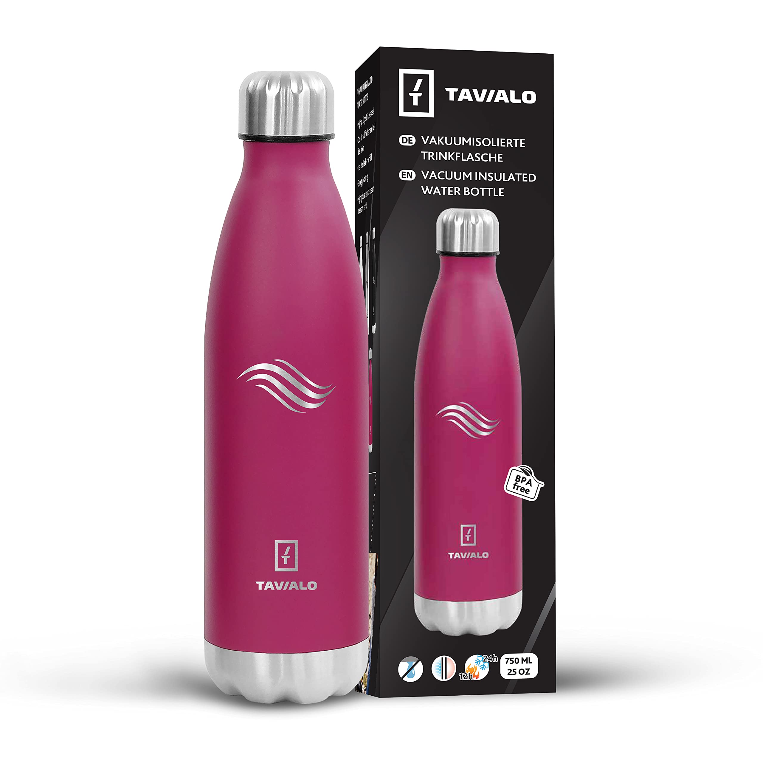 TAVIALO Botella Térmica de Acero Inoxidable | 500ml/750ml/1000ml | Aislamiento al Vacío 24h Frío & 12h Calor | Antigoteo, Resistente y Ecológica | Ideal para Viajes, Deportes y Oficina