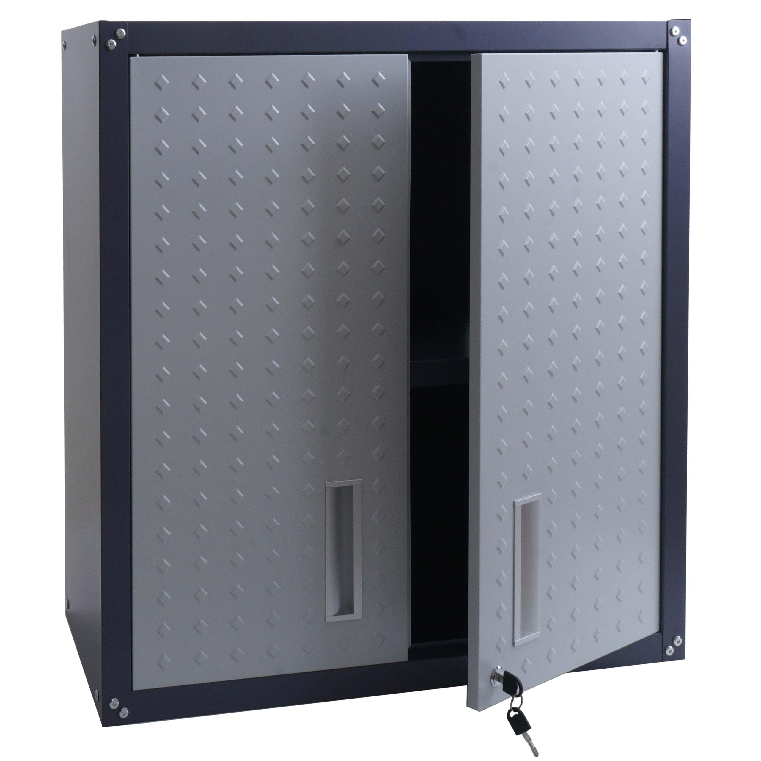 Mendler Armadio pensile HWC-O52, armadietto a muro, garage, con serratura, in acciaio 77x77x31cm - grigio chiaro/grigio scuro