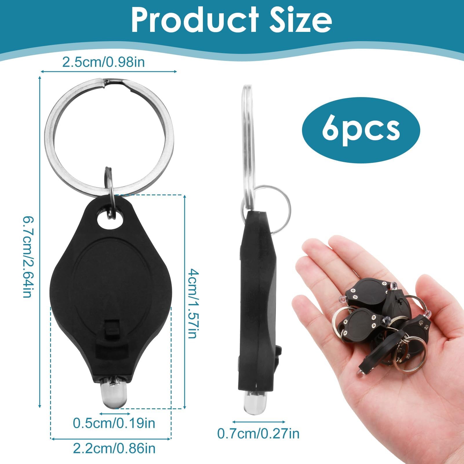 6PCS Note Checker Blacklight Mini LED Keychain Torches Flashlight UV Detector Watermark Torch Money Checker Pocket Small Flashlights Portable Flashlight for Paper Notes Keyring Keychain(Black) - Image 4