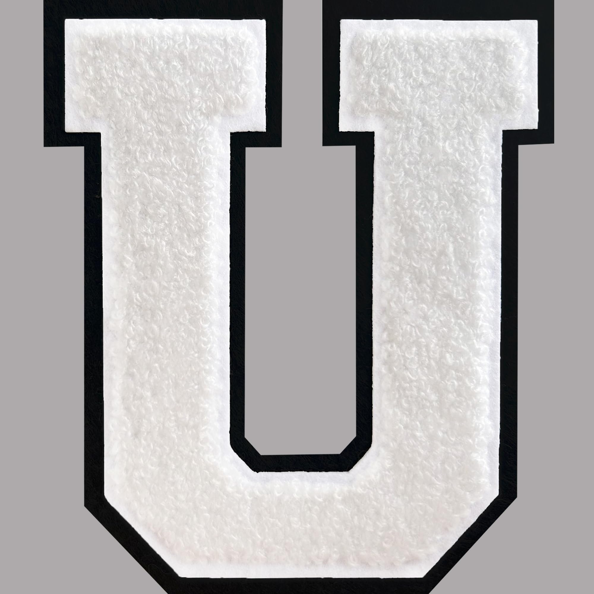 Parches de letras de felpilla blanca de 4.5 pulgadas, parches de chaqueta de letterman, parches grandes de letras universitarias para ropa (U)