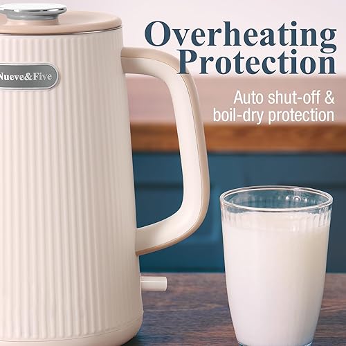 Miniatura 8 de Nueve&Five Hervidor eléctrico grande de 1.7 L (57 onzas), perfecto para más de 7 tazas de té y café, hervidor de té eléctrico grande de doble pared