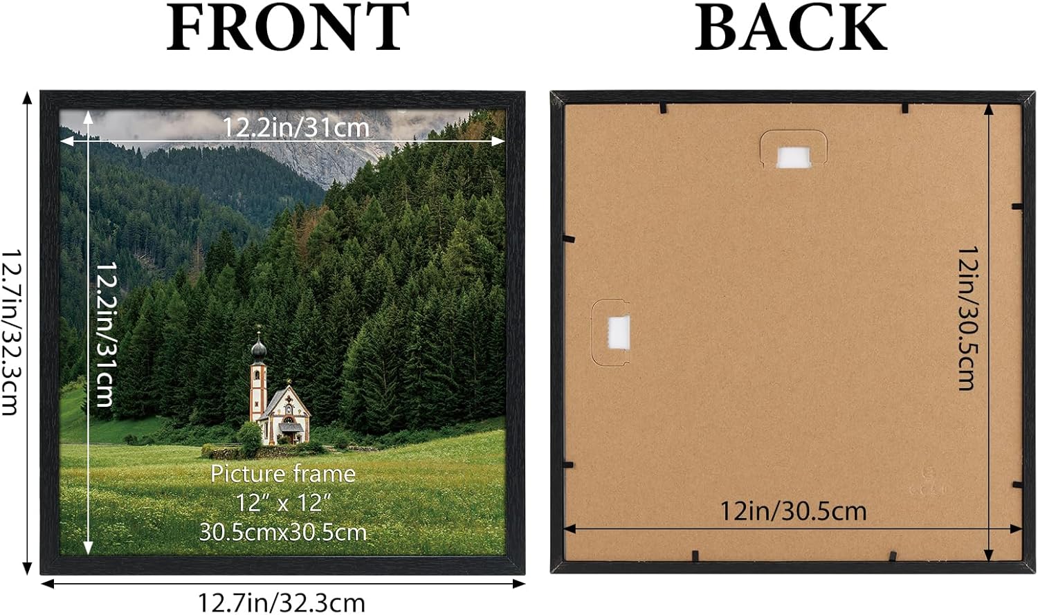 HORLIMER 12x12 Picture Frame Set of 12, Black Picture Frames Display 12 by 12 Photo for Wall
