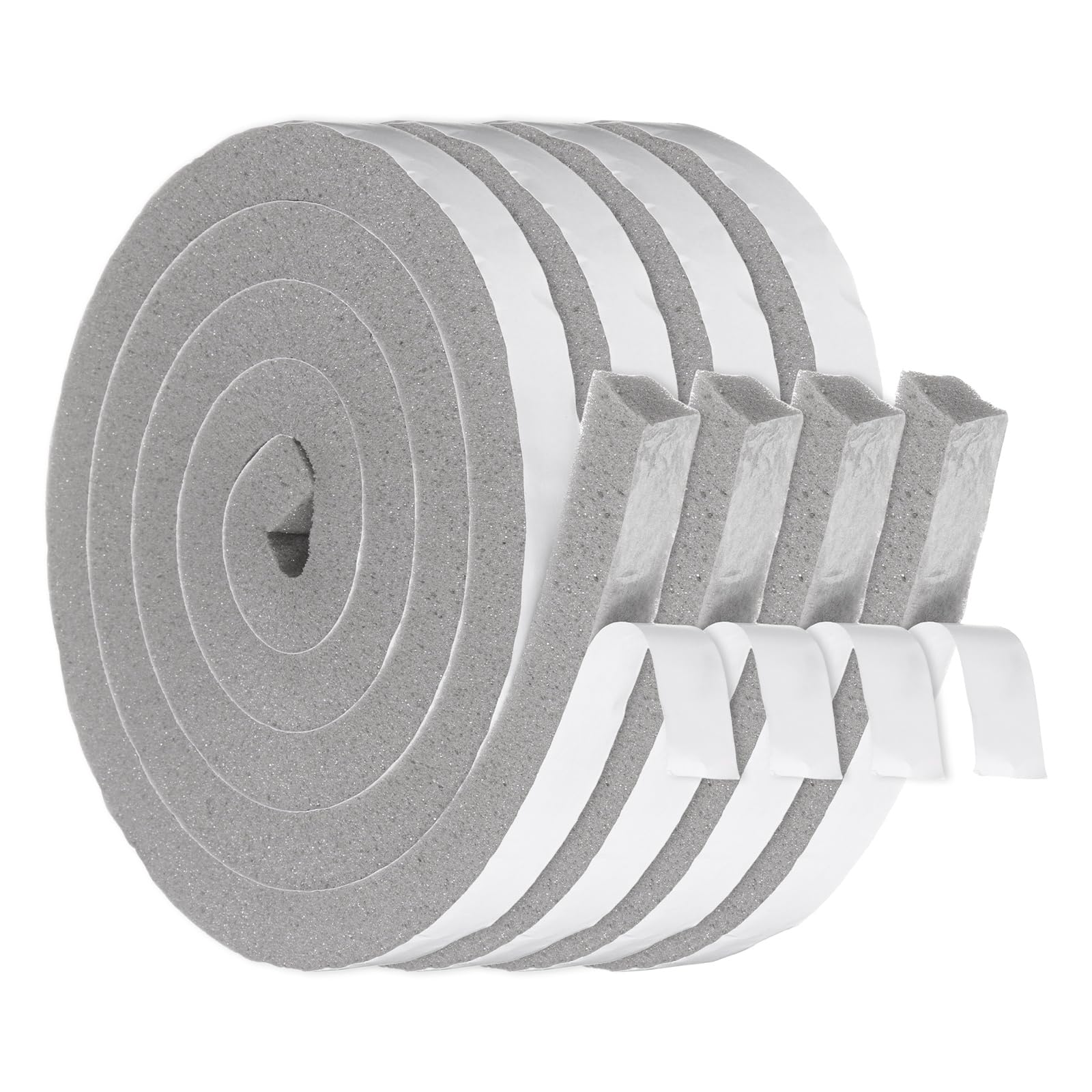 sourcing map 20mmx20mm Foam Weather Stripping, Self Adhesive Door Seal Insulation Strips, Soundproofing Foam Seal Tape for Door/Window, Air Conditioning (2 Meter Total Length in 4 Roll)