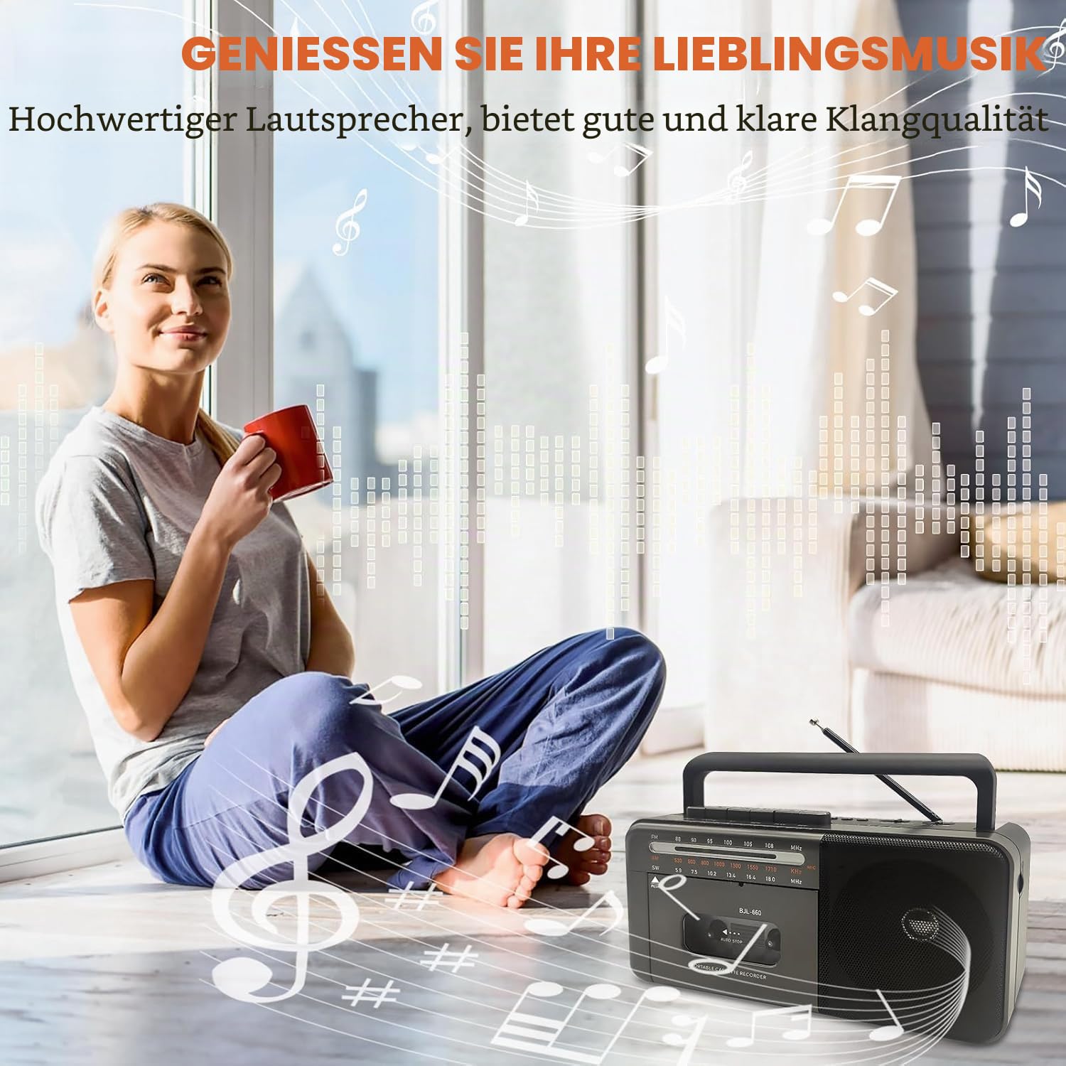 Kassettenspieler Bluetooth Boombox, Tape Recorder AM/FM/SW Radio Stereo Tape Player/Recorder mit großem Lautsprecher und Kopfhöreranschluss, USB/TF/MP3 Tapes Player AC betrieben oder