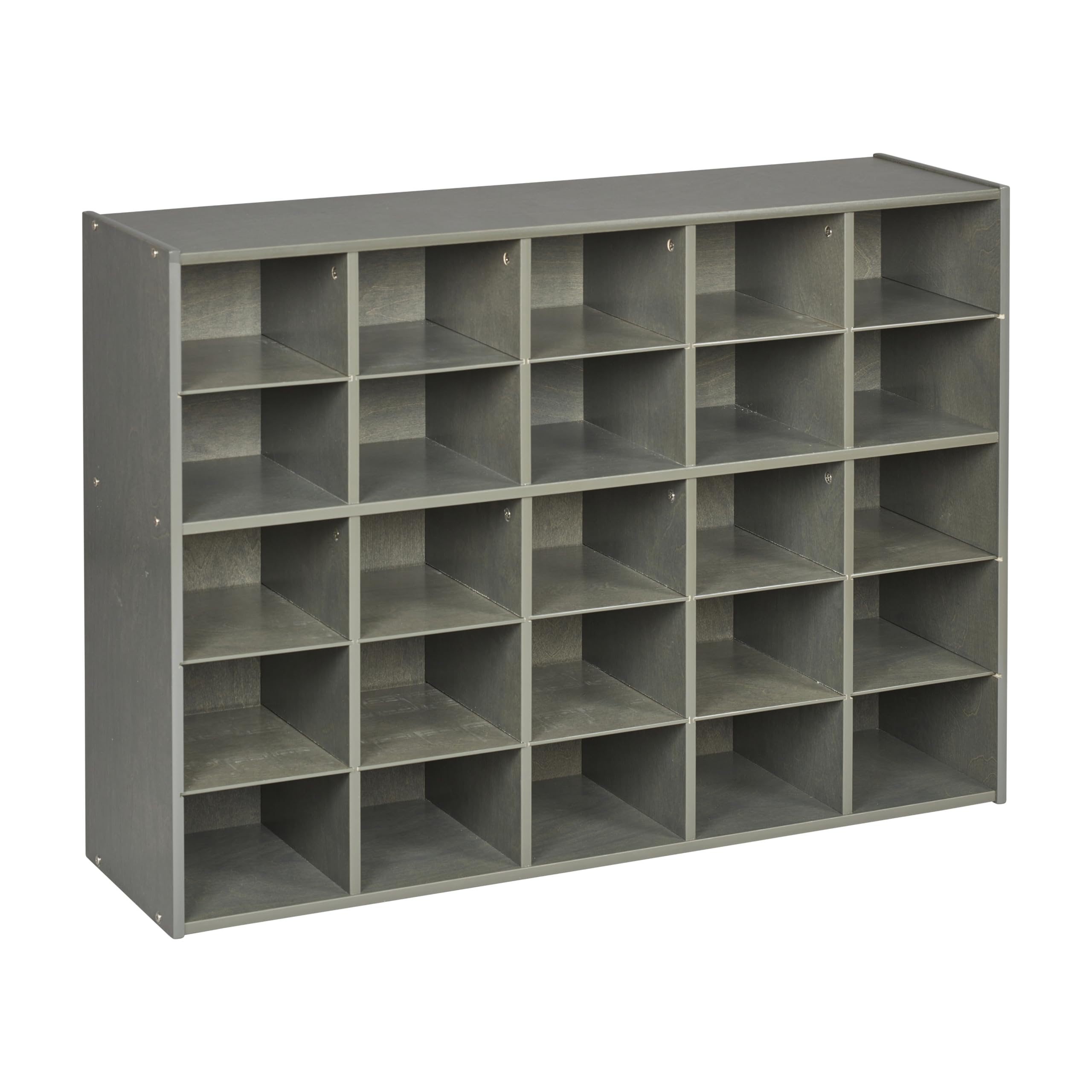 ECR4Kids Streamline 25 Cubby Tray Storage Cabinet, 5x5, Classroom Furniture, Grey Wash