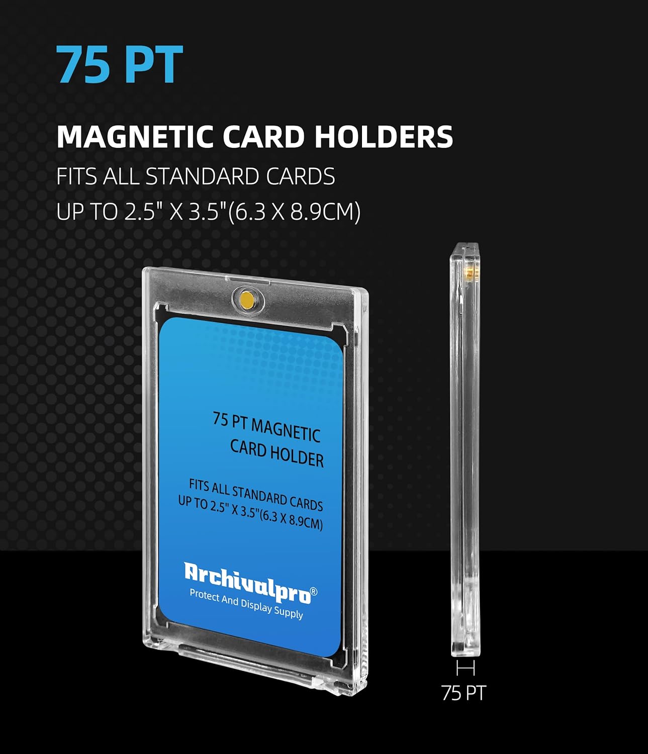 20ct 75PT One Touch Magnetic Card Holder, U-V Protection Acrylic Thick Card Holder Hard Plastic for Trading, Sports, Game, Baseball Cards