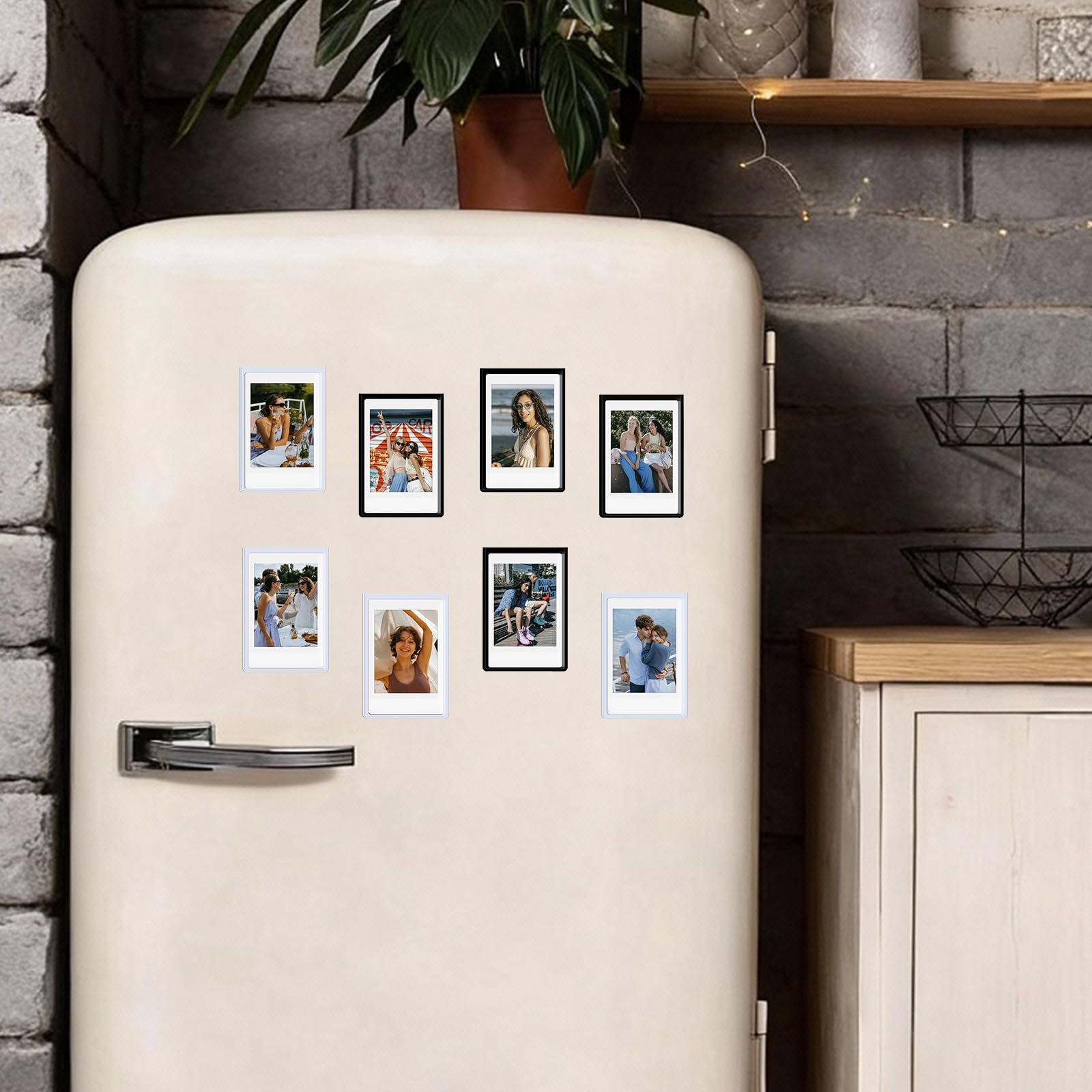 10 sztuk mini magnetycznych ramek na zdjęcia, 9,3 x 6,4 cm, magnetyczne ramki na zdjęcia, do lodówki, wielokrotnego użytku, magnesy do Polaroid Instax Mini 11/9/8, pocztówki (czarne)