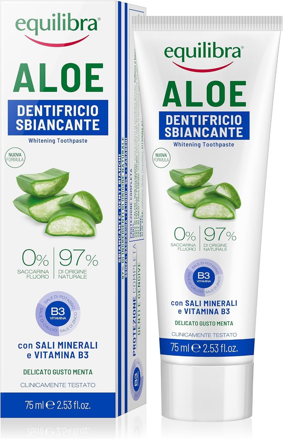 EQUILIBRA - dentifricio sbiancante gel all'aloe vera 75 ml