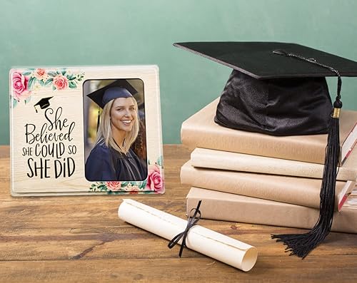 Vista 6 de SICOHOME Marco de fotos inspirador de graduación para ella, marco de fotos de madera para ella, escuela secundaria, regalos personalizados