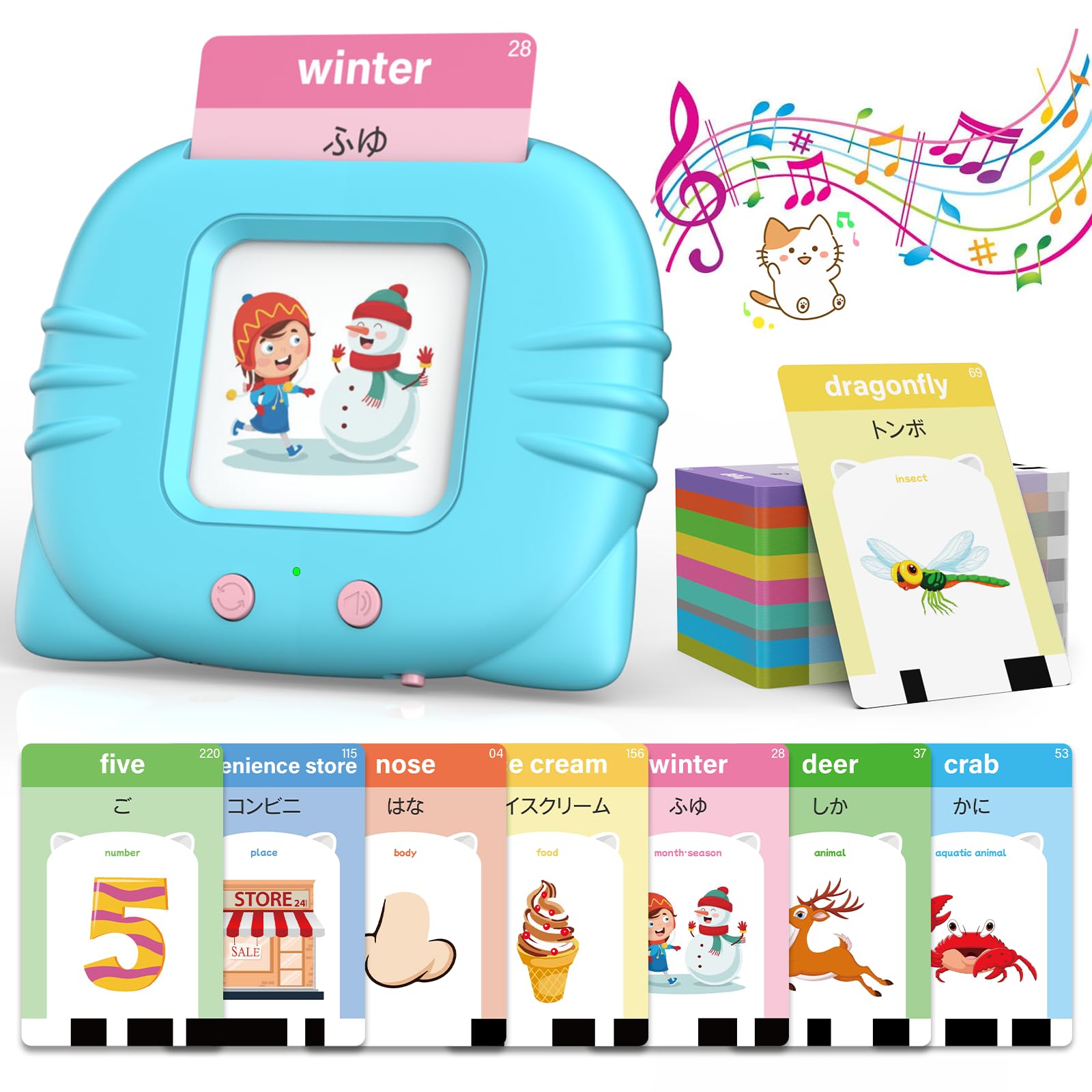 Amazon.co.jp: 幼児 英語 カード 音声 日本語 フラッシュカード 子供 ことば おもちゃ 3歳 4歳 5歳 6歳 男の子 女の子  プレゼント 単語 読み上げマシン flash cards 112枚224語 : おもちゃ Startcan スペイン語\u0026英語を話すフラッシュカード  幼児用 1 2 3 4 5, image size:1600x1600